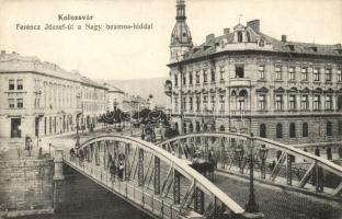 Kolozsvár, Ferencz József út, Szamos híd, Fesztinger Dávid liszt raktára / street, bridge, flour war...