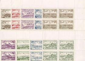 1965 Bécsi WIPA bélyegkiállítás 9 klf levélzárója ívsarki négyes tömbökben