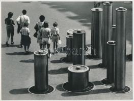 cca 1970 Gebhardt György (1910-1993): Marx tér, aláírt, feliratozott vintage fotóművészeti alkotás, 18x24 cm