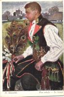 13 db RÉGI folklór témájú motívum lap / 13 old motive cards; folklore, pinx. Stryjenska, Boratynski, Bijelic, Radzikowski