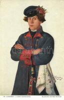 13 db RÉGI folklór témájú motívum lap / 13 old motive cards; folklore, pinx. Stryjenska, Boratynski,...