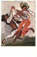 13 db RÉGI folklór témájú motívum lap / 13 old motive cards; folklore, pinx. Stryjenska, Boratynski,...