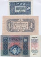 1915. 10K + 1920. 50f + 1944. 1P "Vörös Hadsereg Parancsnoksága" T:II-,III Adamo K2,K11,P41A