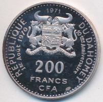 Dahomey 1971. 200Fr Ag dísztokban, tájékoztatóval T:1- (PP)  Dahomey 1971. 200 Francs Ag in case with information C:AU (PP)