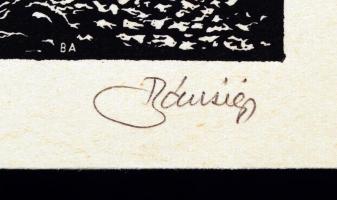 Bánsági András: Tabán (Holdvilág utca). Linó, papír, jelzett, 10×7,5 cm