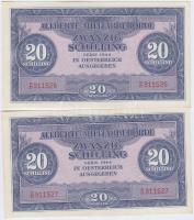 Ausztria/Nemzetközi megszállás 1944. 20Sch (2x) sorszámkövetők T:I,I- Austria/Allied occupation 1944. 20 Schilling (2x) sequential serials C:UNC,AU