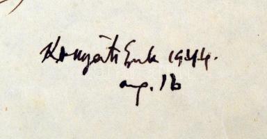 Komjáti-Wanyerka Gyula (1894-1958): Célzó katona. Tus, papír, jelzett, 38×29 cm