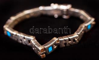 Ezüst (Ag) nyaklánc és karkötő szintetikus kővel, jelzett, br: 62.3 g