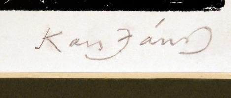 Kass János (1927-2010): Mózes. Magasnyomású rézkarc, papír, jelzett, paszpartuban, 18×15 cm