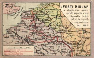 WWI Europe, military map 'Pesti Hírlap' (fa)