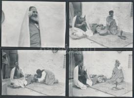 cca 1920/cca 1980 Tuniszi kígyóbűvölő, 4 db jelzetlen fénykép Kankowszky Ervin (1884-1945) hagyatékából, 9x12 cm