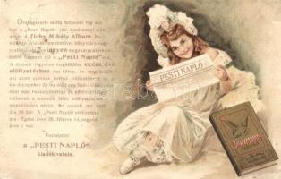 Pesti Napló előfizetés, Zichy Mihály Album / advertisement, litho