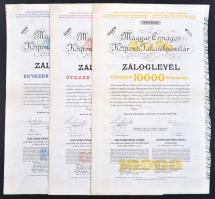 Budapest 1918-1920. "Magyar Országos Központi Takarékpénztár" (3x) Záloglevelek 1000, 5000 és  10.000K-ról, szelvényekkel, szárazpecséttel T:II,III