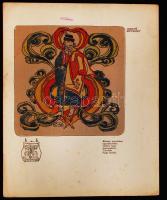 1915 Nagy Sándor bőrdíszterve, lithográfia, 25x20cm