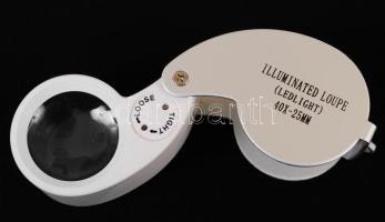 Illuminated világítós loupe (ledlight) 40x-25 mm nagyító eredeti tokjában