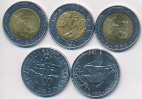 Vegyes: San Marino 1978-1991. 100L + 500L (3x) + Vatikán 1976. 100L "VI. Pál" T:vegyes Mixed: San Marino 1978-1991. 100 Lire + 500 Lire (3x) + Vatican 1976. 100 Lire "Paulus VI" C:mixed Krause KM#82,239,269,122