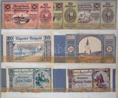 Ausztria 1916-1920. Szükségpénz és városi pénz gyűjtemény. Komplett sorozatok abc szerint gyűjtve, összesen 281db T:I,I-  Austria 1916-1920. Large collection of emergency notes and town currencies collected in alphabetical order, 281 pieces C:UNC,AU