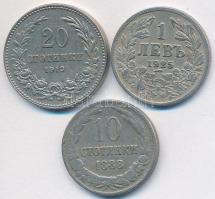 Bulgária 1888. 10s + 1913. 20s + 1925. 1L T:vegyes Bulgaria 1888. 10 Stotinki + 1913. 20 Stotinki + 1925. 1 Lev C:mixed Krause KM#10,26,37