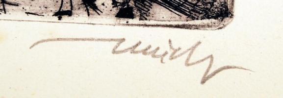 Hincz Gyula (1904-1986): Kun Béla beszédet mond. Rézkarc, papír, jelzett, 19×29 cm