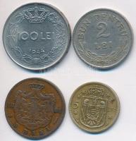 Románia 1884. 5b "I. Károly" + 1924. 2L + 1930. 5L "I. Mihály" + 1944. 100L "I. Mihály" T:vegyes Romania 1884. 5 Bani "Carol I" + 1924. 2 Lei + 1930. 5 Lei "Mihail I" + 1944. 100 Lei "Mihail I" C:mixed Krause KM#19,47,48,64