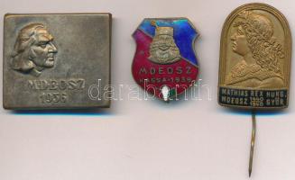 1936-1940. "MDEOSZ (Magyar Dalos Egyesületek Országos Szövetsége)" 3db klf jelvény T:2