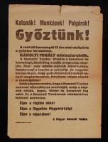 1918 Az őszirózsás forradalom röplapja a forradalom győzelméről és a Károlyi kormány megalakulásáról