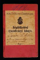 1898 Honvéd Népfölkelési Igazolványi Könyv betétlappal, jó állapotban