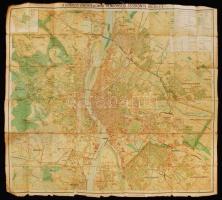 1923 Budapest, A Budapesti Útmutató és Címtár Rendőrségi Zsebkönyv melléklete, M.Kir.Állami Térképészeti Intézet, 86x80 cm