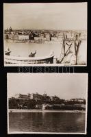 cca 1935 Budapest, Erzsébet híd és a vár 2 db jó minőségű fotó. Feliratozva. 16x24 cm