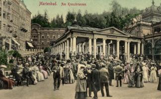 Marianske Lazne, Marienbad; Am Kreuzbrunnen / fountain, collage