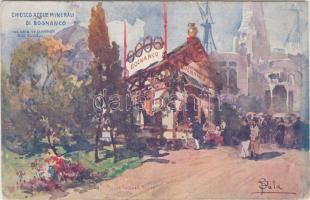 1906 Milan, Milano, Esposizione; chiosco acque minerali di Bognanco / expo, Bognanco mineral water pavilion, artist signed