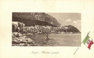 Capri, Marina grande / beach, national flag