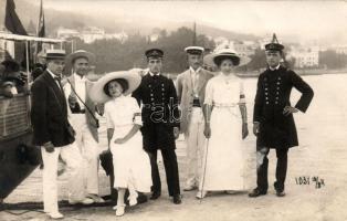 1911 Lovran, Lovrana; sea captains and ladies with 'Erzherzog Friedrich' armband photo