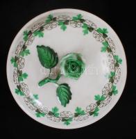 Herendi petrezselyem mintás cukortartó, kézzel festett, jelzett, hibátlan, d:11,5 cm, m:10 cm