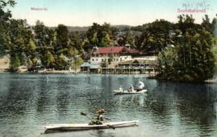 Szovátafürdő, Medve-tó, csónakázók, kiadja Schuster Emil / lake, boats