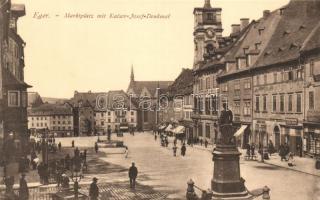 Cheb, Eger; Marktplatz, kaiser Josef Denkmal / market place, statue