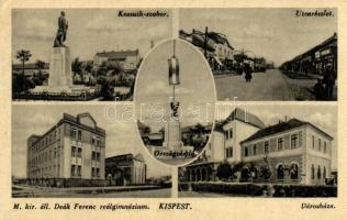 Budapest XIX. Kispest, Kossuth szobor, Városháza, Deák Ferenc reálgimnázium (EK)