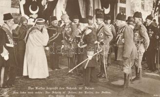 Kaiser Wilhelm II. in Konstantinopel. Kaiser Wilhelm II. begrüßt bei seinem Besuch in Konstantinopel den Scheich-ül-Islam / Wilhelm II in Constantinople (non PC) (fl)