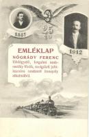 1912 Emléklap Nógrády Ferenc főfelügyelő, forgalmi szakosztály főnök, szolgálati jubileumára rendezett ünnepély alkalmából; Divald Károly fia, Eperjes / Hungarian State Railways employee memorial card