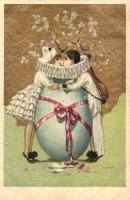 Easter, clowns; Italian art postcard Degami 1030. artist signed
