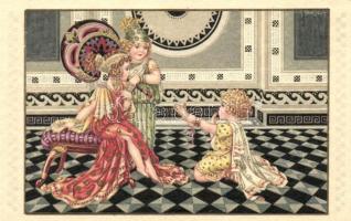 Children in Roman dress, Italian art postcard Majestic CCM 2497. s: Bertiglia