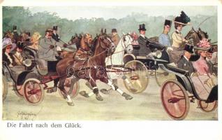 Die Fahrt nach dem Glück / carriages, B.K.W.I. Serie 755-5. s: Schönpflug