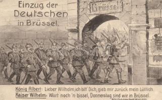 Einzug der Deutschen in Brüssel; Wilh. S. Schröder  / German military propaganda, humour