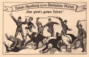 Tabak-Handlung zum Deutschen Michel; Wilh. S. Schröder / German military propaganda, humour