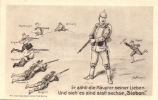 Er zählt die Häupter seiner Lieben...; Wilh. S. Schröder / German military propaganda, humour