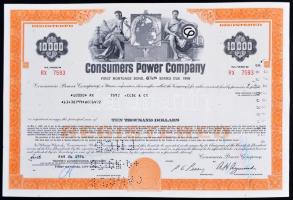 Amerikai Egyesült Államok / Michigan 1976. "Consumers Power Company" áramszolgáltató cég 6 7/8%-os jelzálog kötvénye 10.000$-ról T:I USA / Michigan 1976. "Consumers Power Company" 6 7/8% first mortgage bond about 10.000 Dollars C:UNC