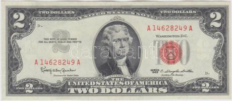 Amerikai Egyesült Államok 1963. 2$ vörös pecséttel T:I- (hajtatlan) USA 1963. 2 Dollars with red seal C:Au (unfolded)