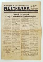 1949 Bp., A Népszava, a Magyar Szakszervezetek Központi LapjánK augusztus 7-i száma, címlapon a Népk...