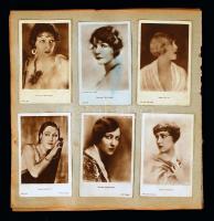cca 1920-1940 220 db színészfotó és színész képeslap albumlapokon felragasztva. Benne érdekesebb fot...