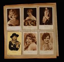 cca 1920-1940 220 db színészfotó és színész képeslap albumlapokon felragasztva. Benne érdekesebb fot...